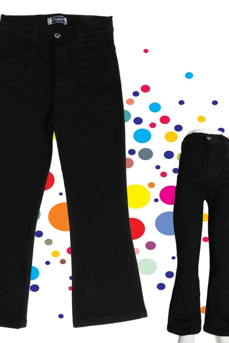 Girls' Bottom Wear - B1 - Yüksek Bel İspanyol Paça Kız Kot Pantolon - Brand: SÜZGÜN - Women & Kids, Baby Clothes Wholesale - Globality Store