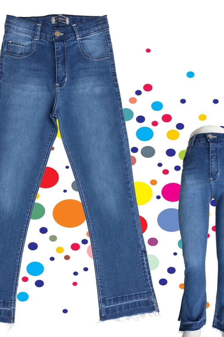 Girls' Bottom Wear - B1 - Yüksek Bel Kız Kot Pantolon - Brand: SÜZGÜN - Women & Kids, Baby Clothes Wholesale - Globality Store