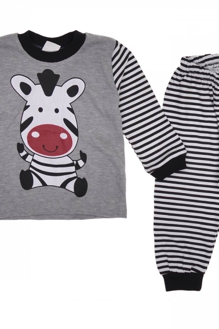 Boy's Pajamas - B1 - ZEBRA BASKILI PİJAMA TAKIM - Brand: SÜPERMİNİ - Women & Kids, Baby Clothes Wholesale - Globality Store
