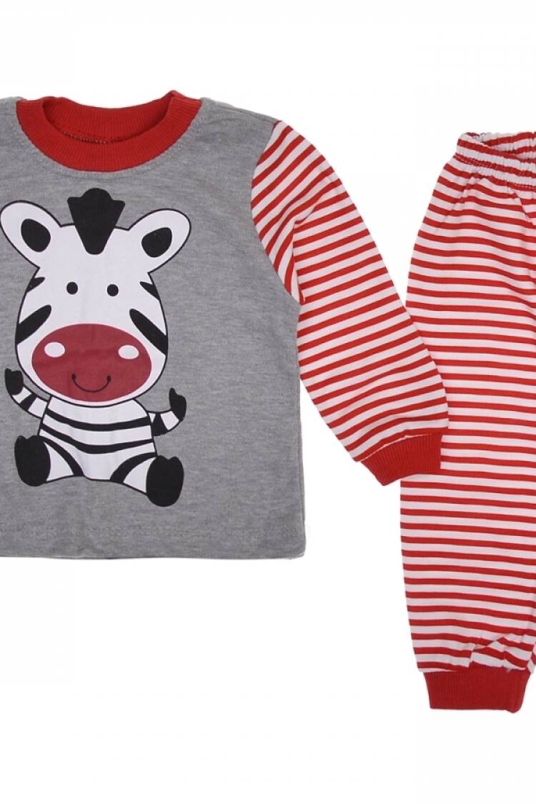 Boy's Pajamas - B1 - ZEBRA BASKILI PİJAMA TAKIM - Brand: SÜPERMİNİ - Women & Kids, Baby Clothes Wholesale - Globality Store