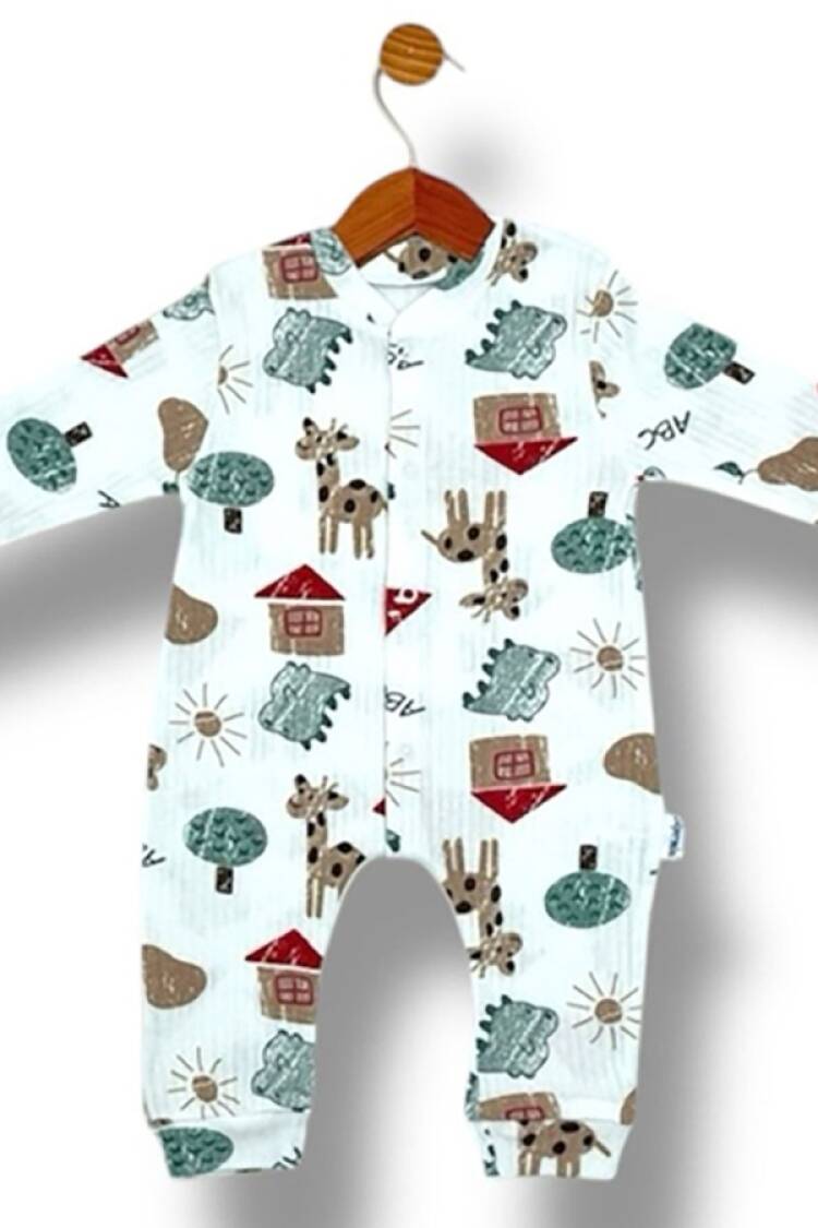 Baby Rompers and Overalls - B1 - Zürafa Desenli Raporlu Erkek Bebe Tulum - Brand: SÜPERMİNİ - Women & Kids, Baby Clothes Wholesale - Globality Store